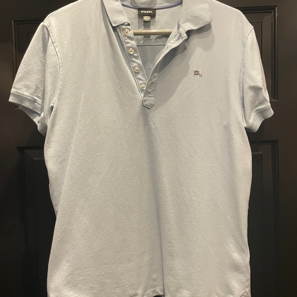 Diesel Men's Pale Blue Short-Sleeve Polo